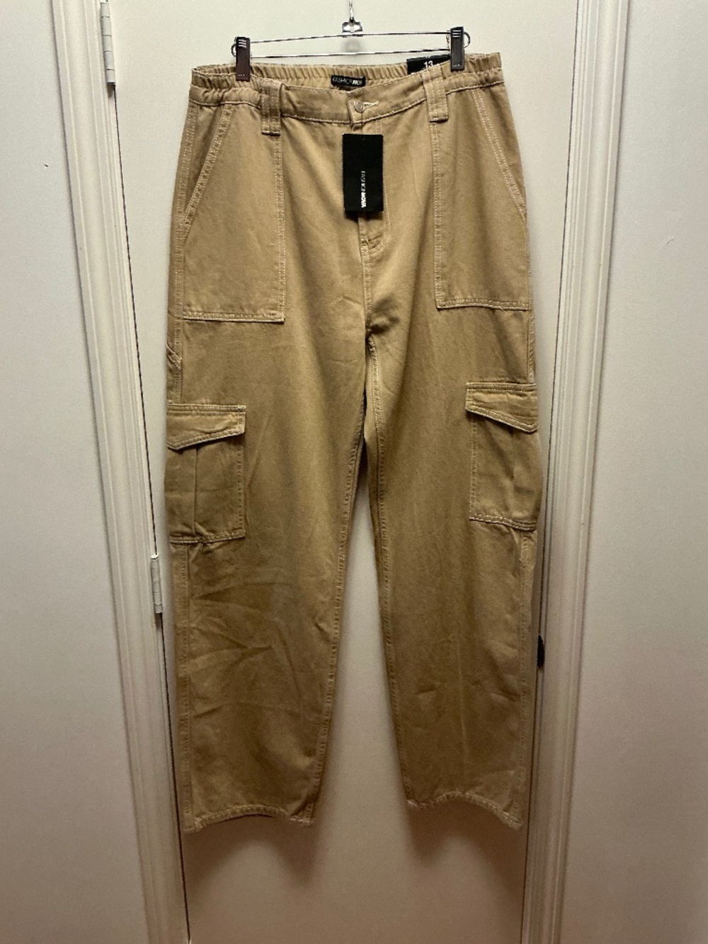 Fashion Nova Cargo Carpenter Pants Khaki Size 13 NWT